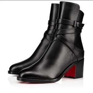 Christian Louboutin Karistrap Leather 70mm Black Ankle Boot 36.5 BNIB